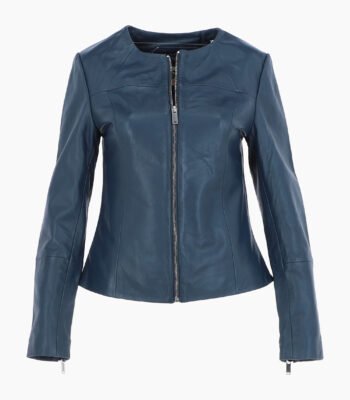 Women's Leather Fashion Jacket Navy Elizabeth