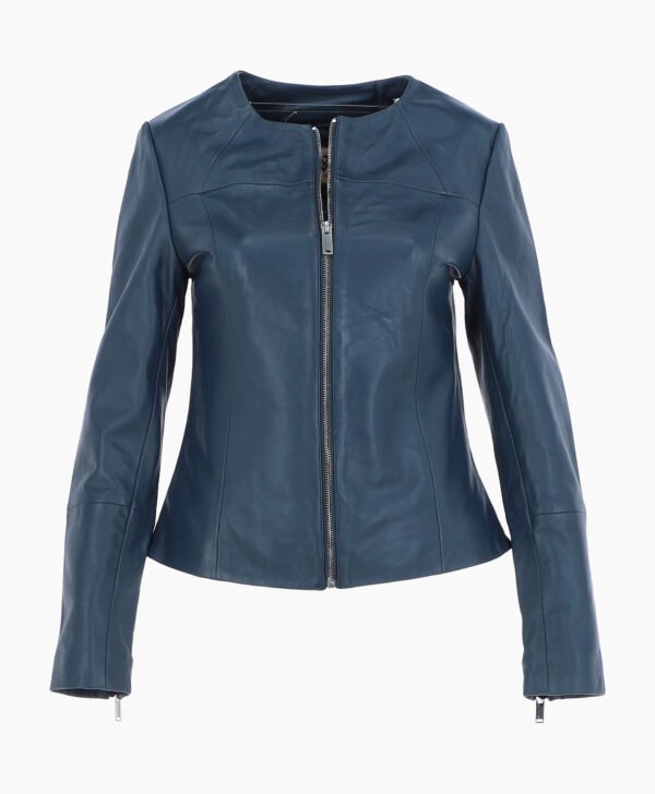 Women's Leather Fashion Jacket Navy Elizabeth
