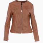 Women's Leather Fashion Jacket Tan Elizabeth