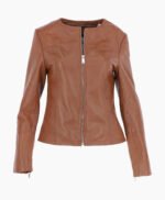 Women's Leather Fashion Jacket Tan Elizabeth