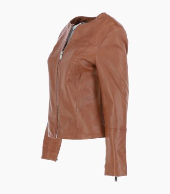 Women's Leather Fashion Jacket Tan Elizabeth