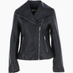 Women's Leather Jacket Fashion Collar Black Shelby
