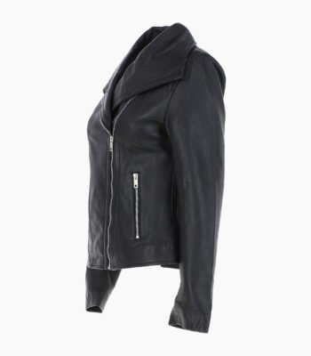 Women's Leather Jacket Fashion Collar Black Shelby