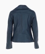 Women's Leather Jacket Fashion Collar Navy Shelby