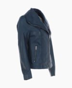 Women's Leather Jacket Fashion Collar Navy Shelby