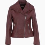 Women's Leather Jacket Fashion Collar Oxblood Shelby