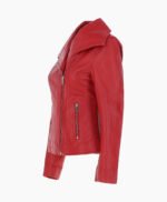 Women's Leather Jacket Fashion Collar Red Shelby