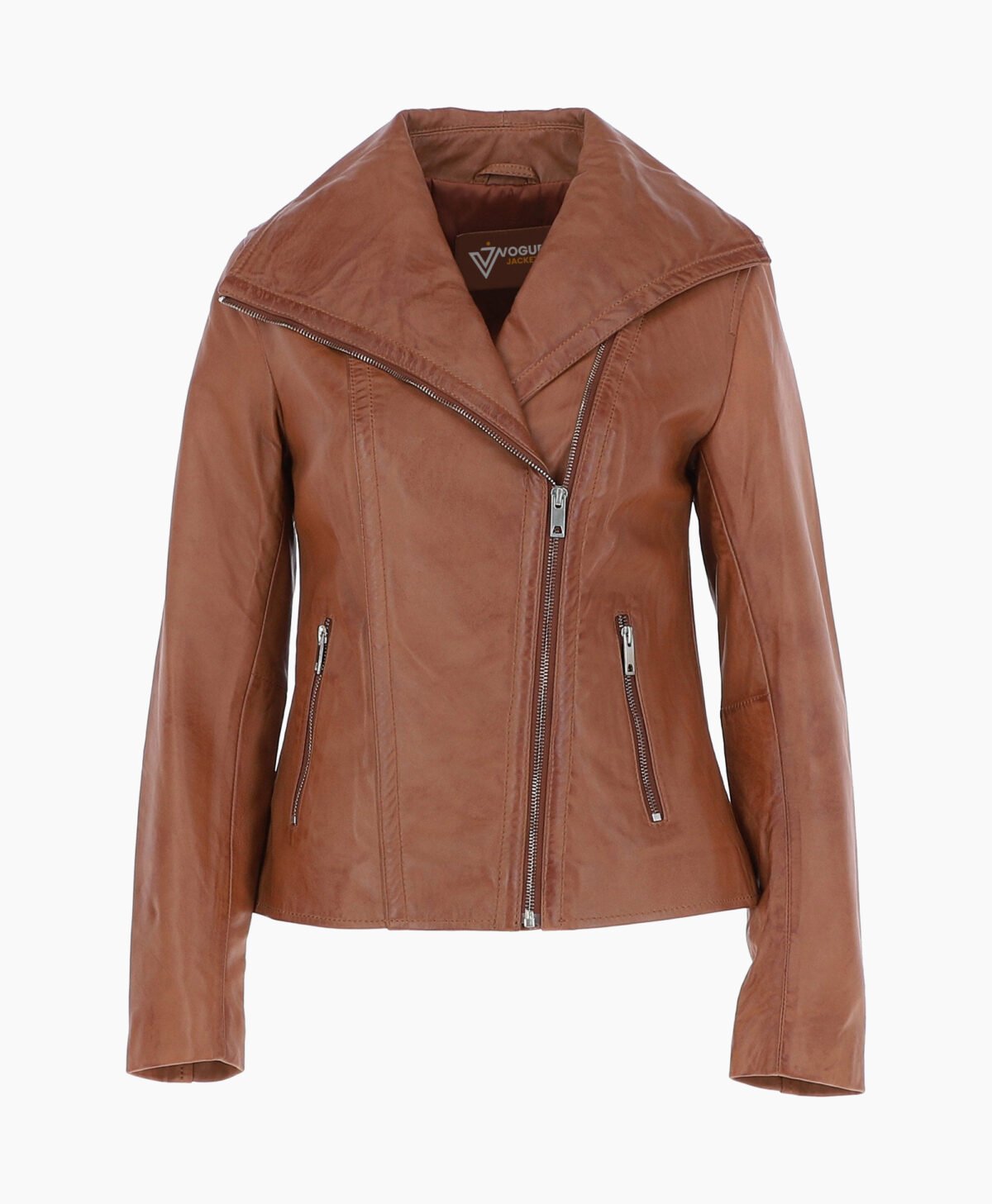 Women's Leather Jacket Fashion Collar Tan Shelby Women's Leather Jacket Fashion Collar Tan Shelby