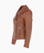 Women's Leather Jacket Fashion Collar Tan Shelby