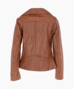 Women's Leather Jacket Fashion Collar Tan Shelby
