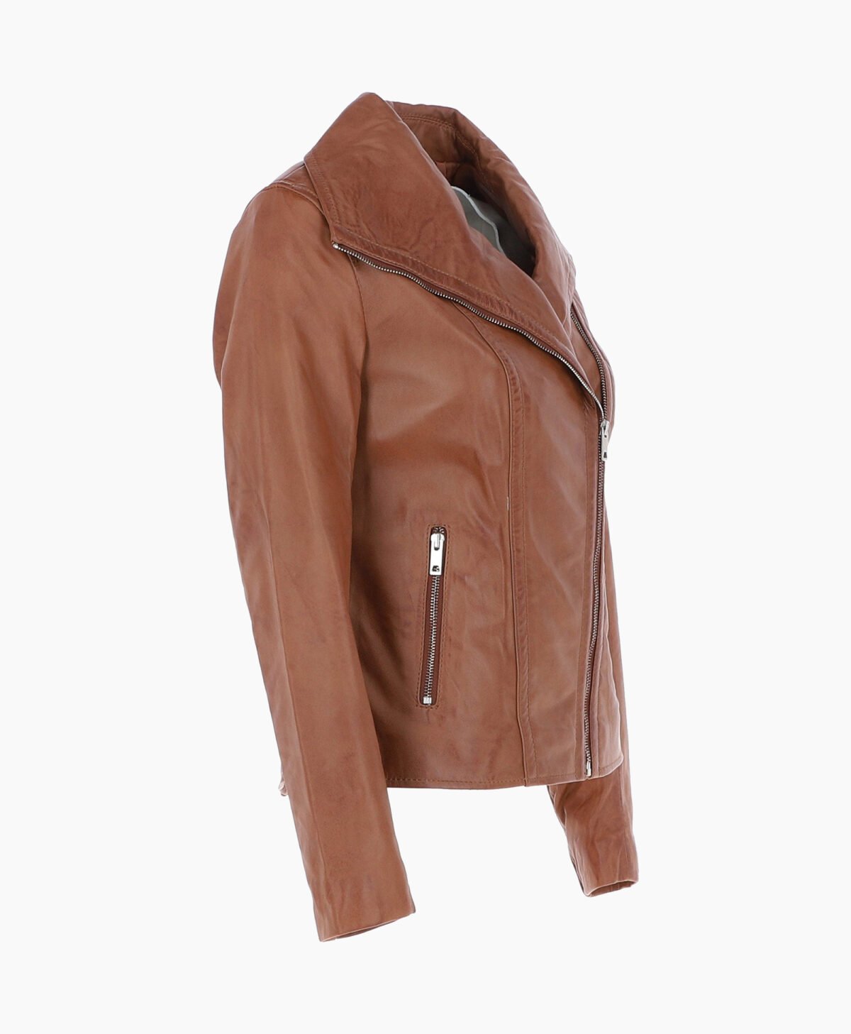 Women's Leather Jacket Fashion Collar Tan Shelby
