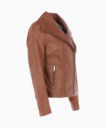 Women's Leather Jacket Fashion Collar Tan Shelby