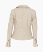Women's Leather Biker Jacket Beige Amsterdam