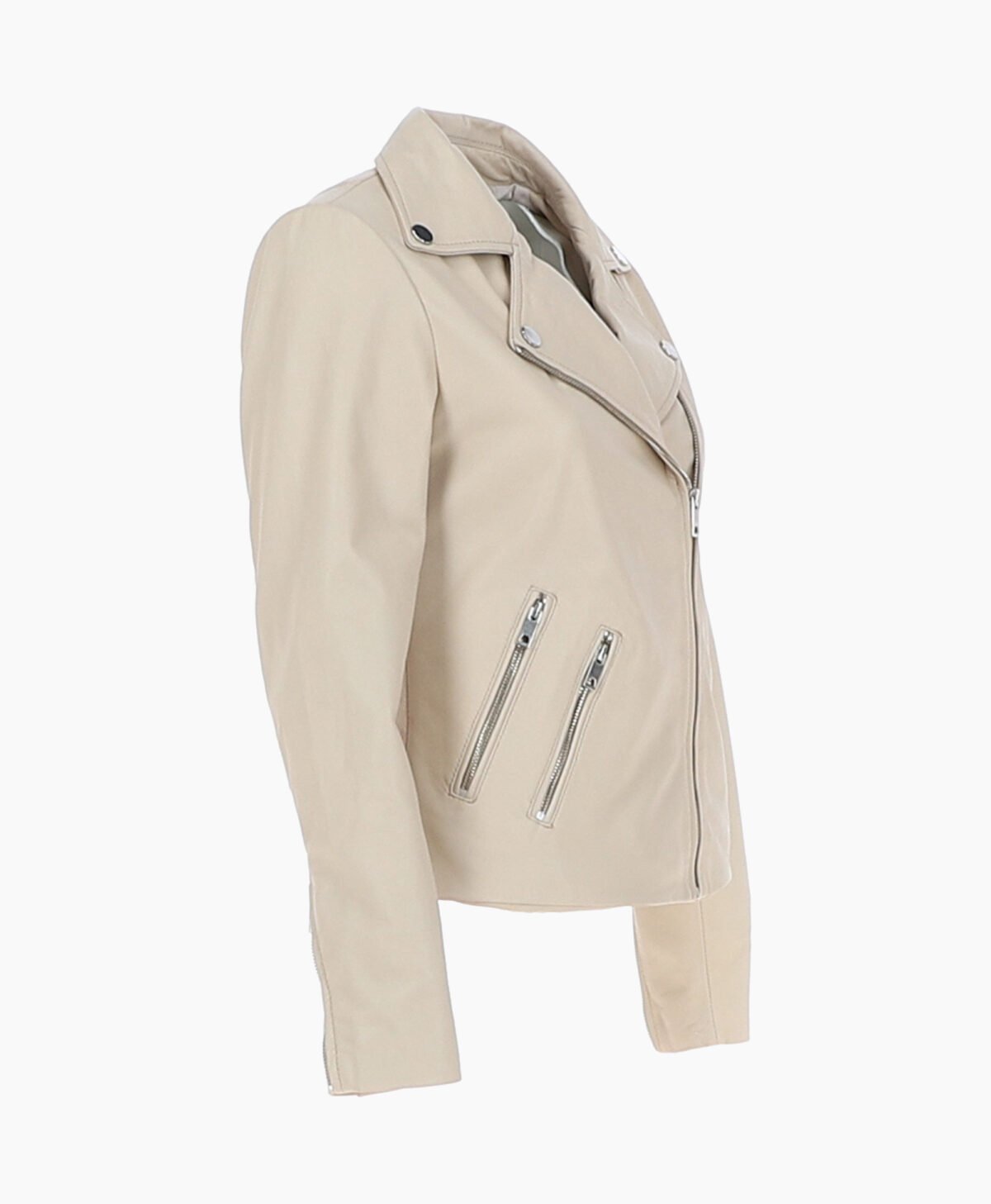 Women's Leather Biker Jacket Beige Amsterdam Women's Leather Biker Jacket Beige Amsterdam