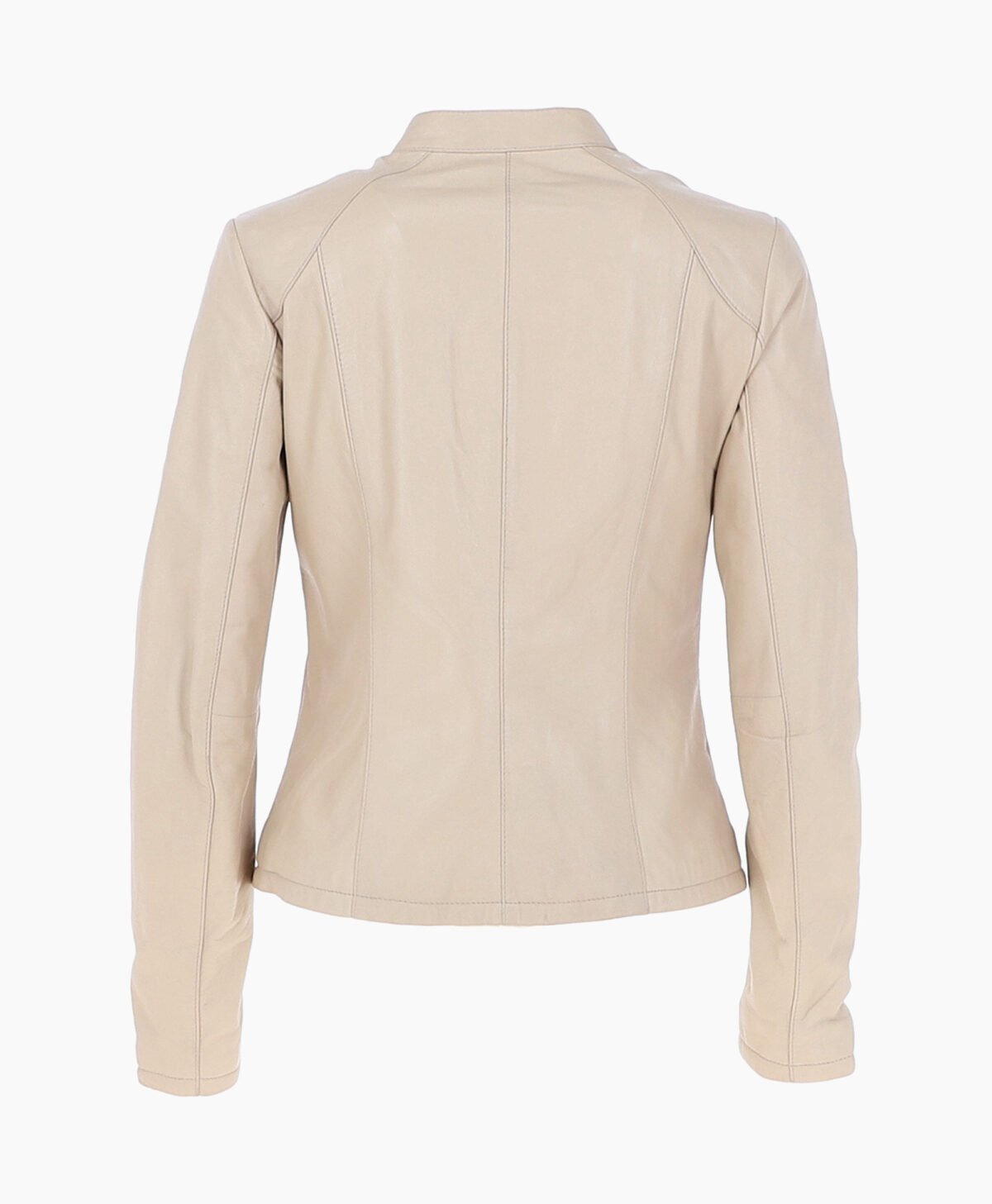 Women's Leather Biker Jacket Beige Cicero