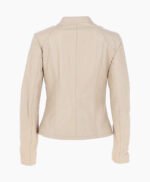 Women's Leather Biker Jacket Beige Cicero