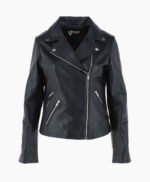 Women's Leather Biker Jacket Black Amsterdam