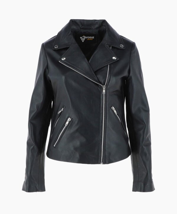 Women's Leather Biker Jacket Black Amsterdam