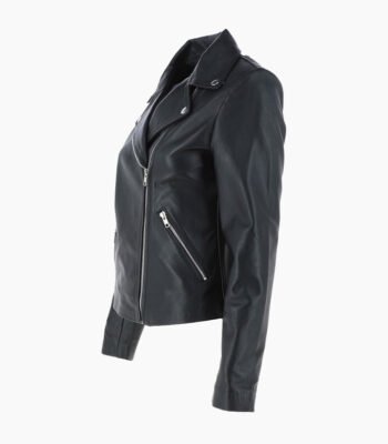 Women's Leather Biker Jacket Black Amsterdam