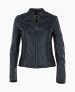 Women's Leather Biker Jacket Black Cicero
