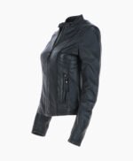 Women's Leather Biker Jacket Black Cicero