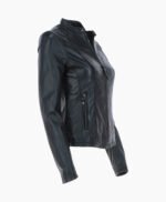 Women's Leather Biker Jacket Black Cicero