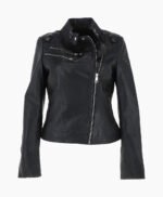 Women's Leather Biker Jacket Black Kodiak