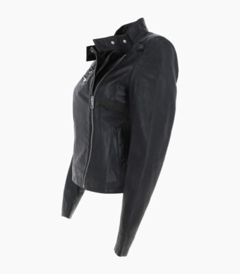 Women's Leather Biker Jacket Black Kodiak