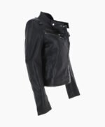 Women's Leather Biker Jacket Black Kodiak