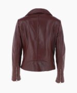 Women's Leather Biker Jacket Burgundy Amsterdam
