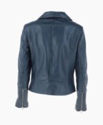 Women's Leather Biker Jacket Navy Amsterdam