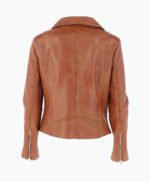 Women's Leather Biker Jacket Tan Amsterdam