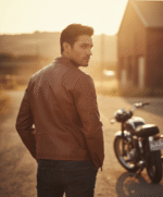 Leather Biker Jacket Tan Charleston