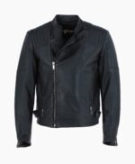 Men's Leather Biker Jacket Black Charleston
