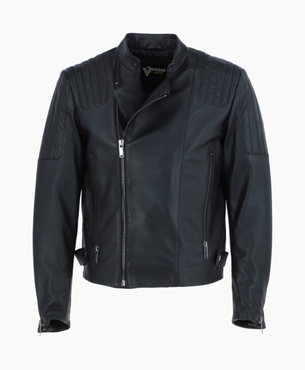 Leather Biker Jacket Black Charleston