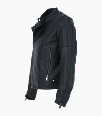 Men's Leather Biker Jacket Black Charleston