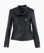 Women's Leather Biker Jacket Black Mundelein