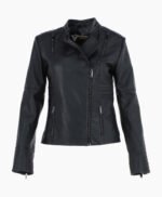 Women's Leather Biker Jacket Black Urbana