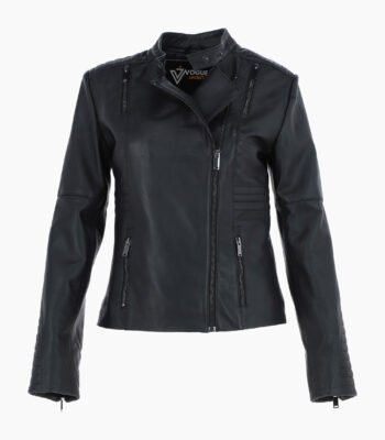 Women's Leather Biker Jacket Black Urbana