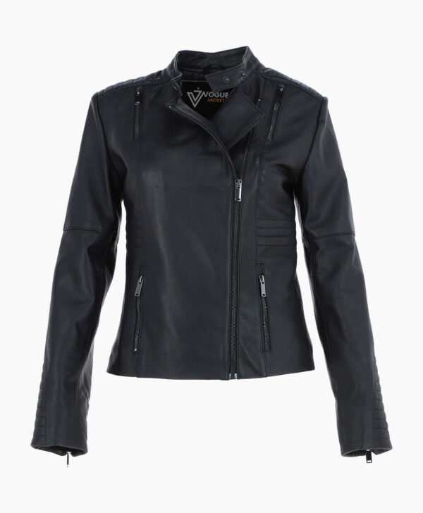 Women's Leather Biker Jacket Black Urbana