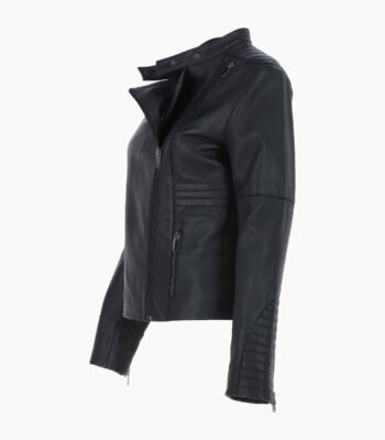 Women's Leather Biker Jacket Black Urbana