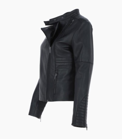 Women's Leather Biker Jacket Black Urbana