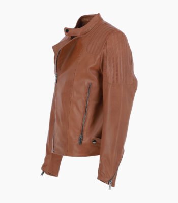 Men's Leather Biker Jacket Tan Charleston