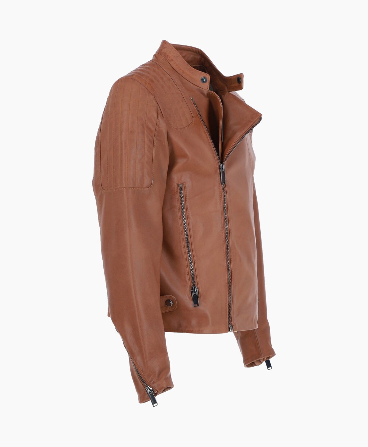 Men's Leather Biker Jacket Tan Charleston