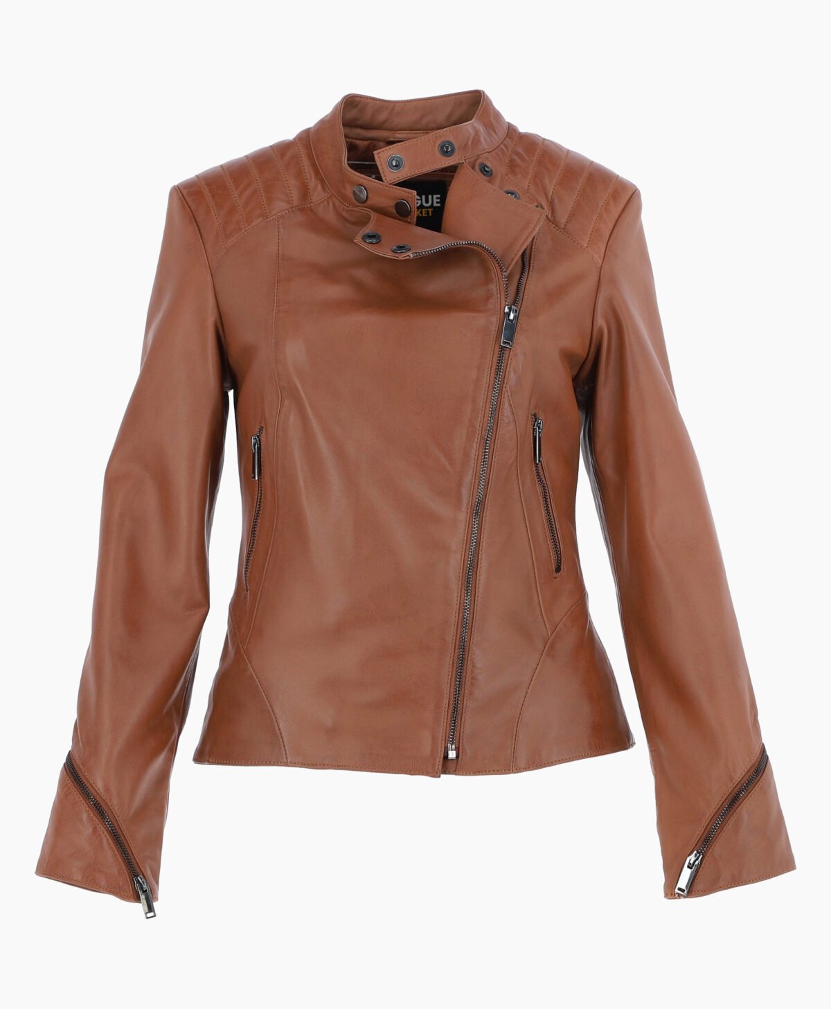 Women's Leather Biker Jacket Tan Mundelein
