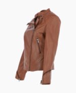 Women's Leather Biker Jacket Tan Mundelein