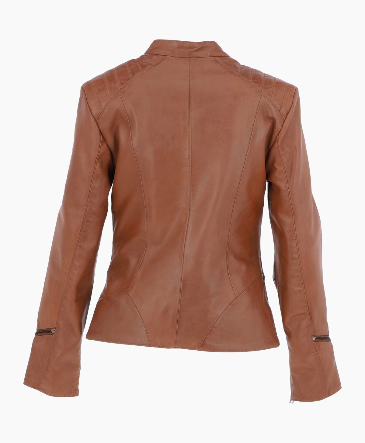 Women's Leather Biker Jacket Tan Mundelein
