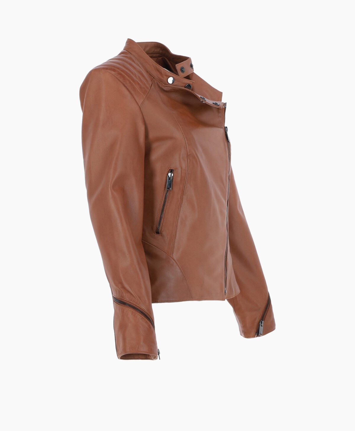 Women's Leather Biker Jacket Tan Mundelein