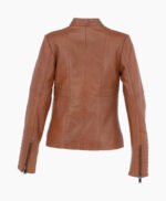 Women's Leather Biker Jacket Tan Urbana