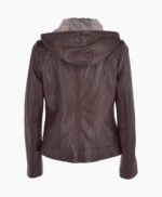 Women's Leather Hooded Jacket Brown Sarasota